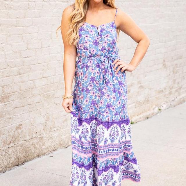 Gentle Breeze Purple Printed Maxi Dress FINAL SALE Product Image