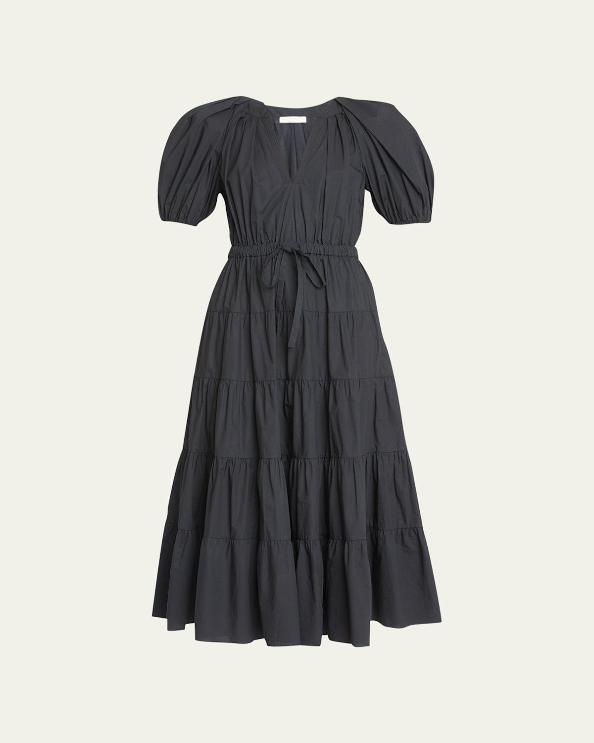 Womens Olina Puff-Sleeve Midi-Dress Product Image