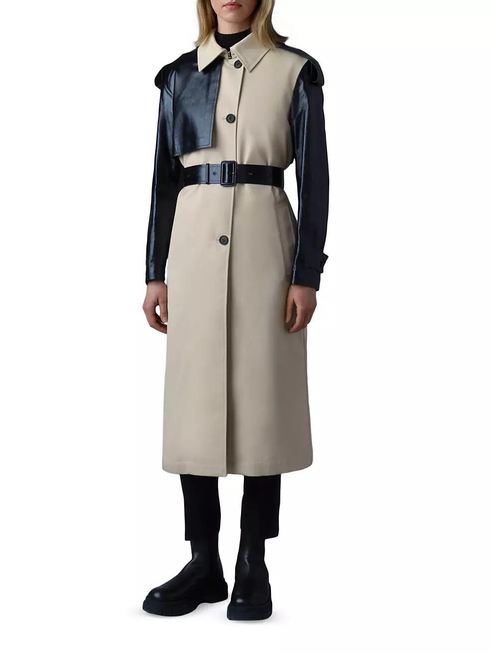 Leiko Twill-Leather Trench Coat Product Image