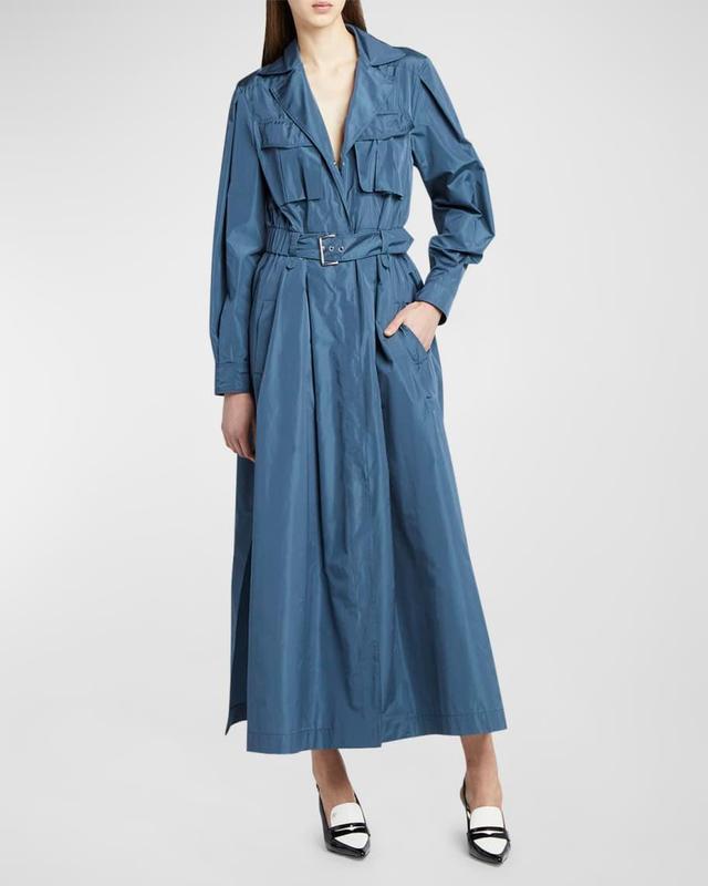 Taffeta Belted Long Trench Coat Product Image