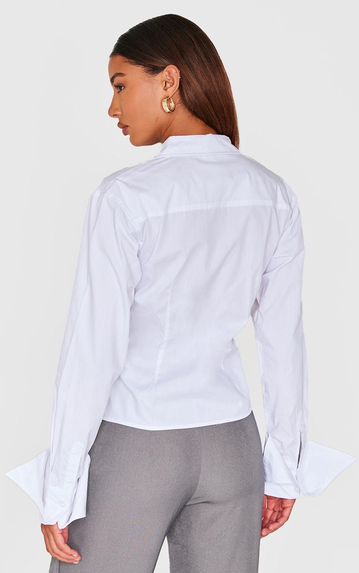 White Asymmetric Cinched Shirt Product Image