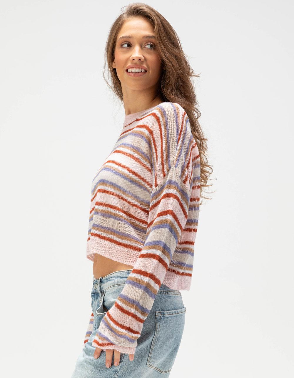 FULL TILT Multi Stripe Womens Mesh Sweater Product Image