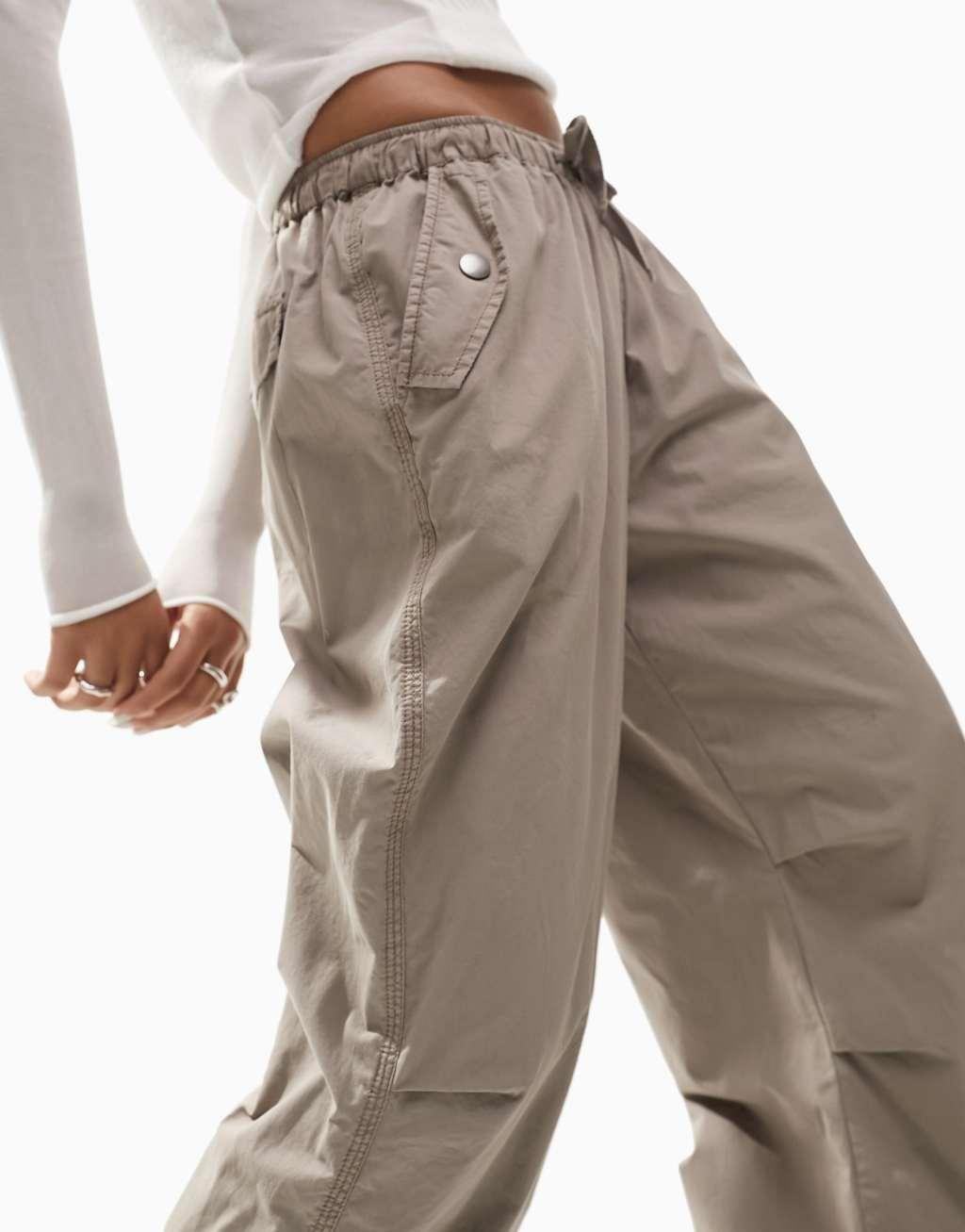 ASOS DESIGN parachute cargo pants in washed sand Product Image