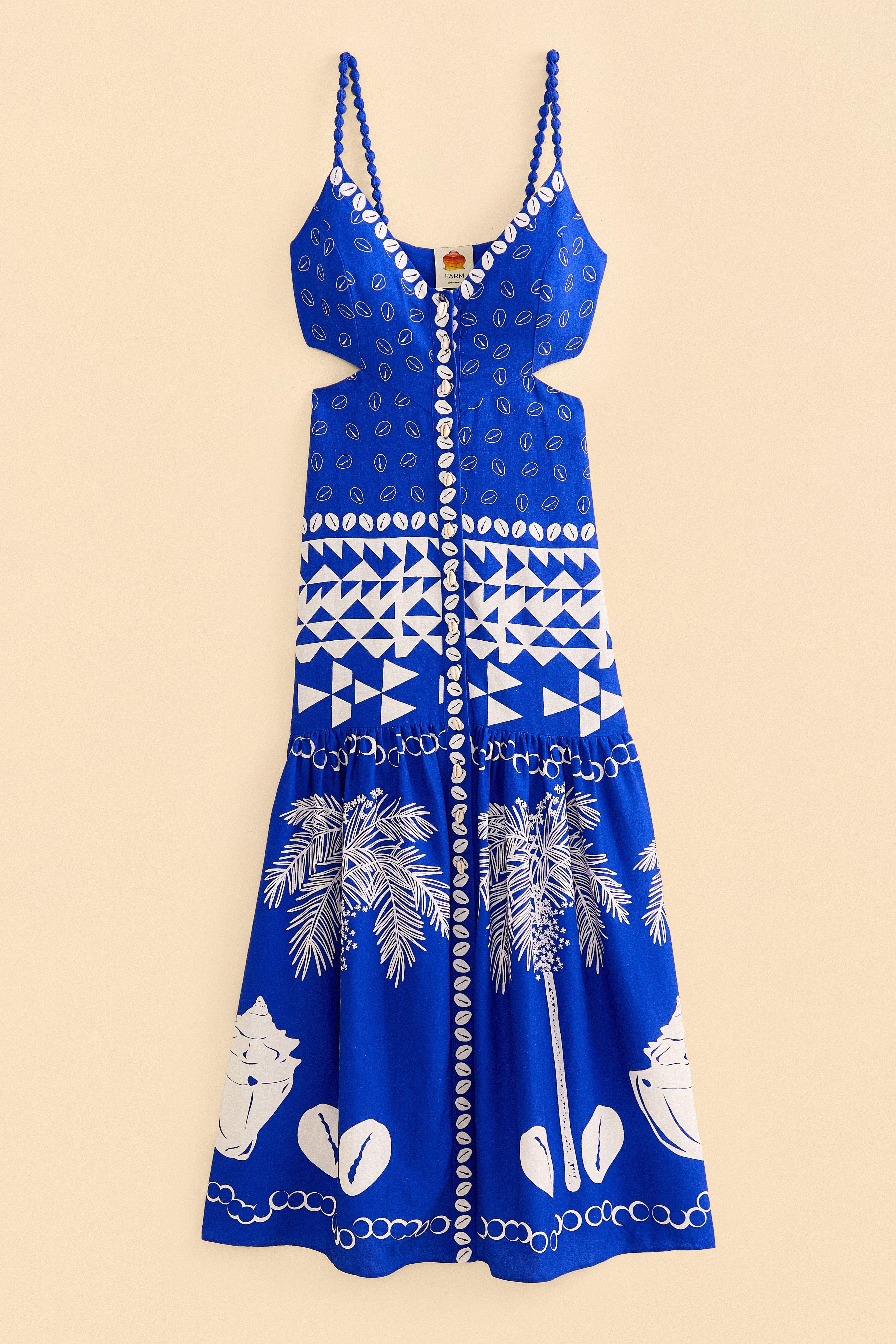 Blue Mixed Ondina Midi Dress Product Image