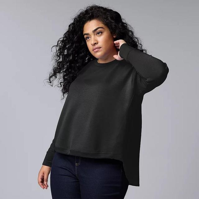 Plus Size Simply Vera Vera Wang Mixed Media Pullover, Womens Product Image