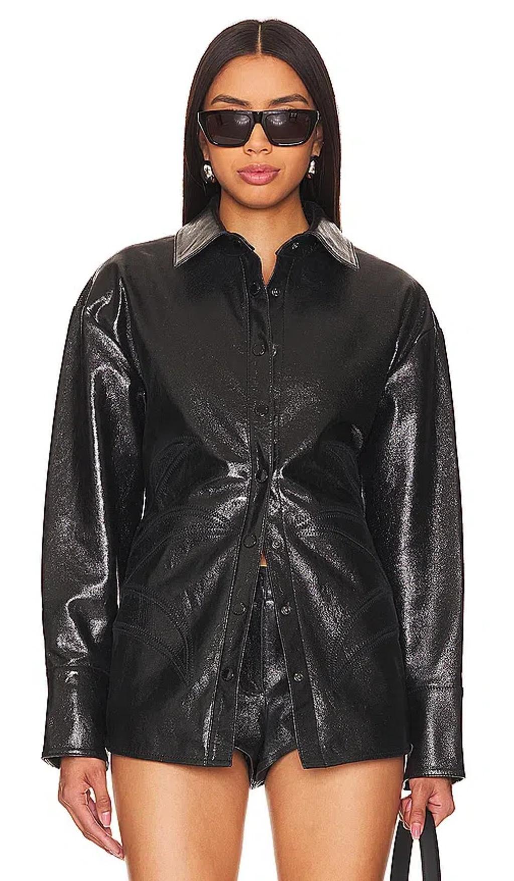 Shaili Leather Shirt In Black Product Image