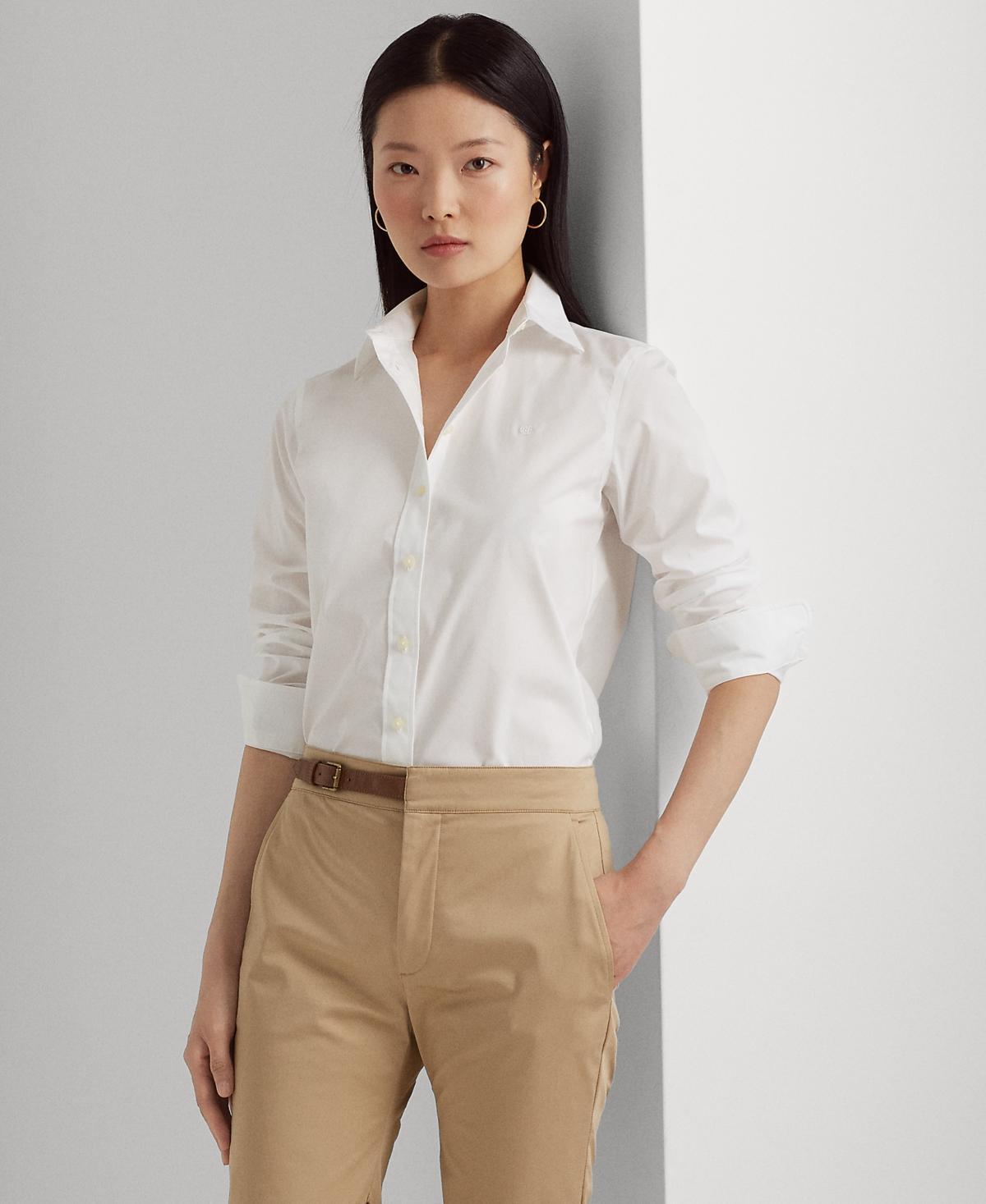 Lauren Ralph Lauren Easy Care Stretch Cotton Shirt Women's Short Sleeve Button Up product image