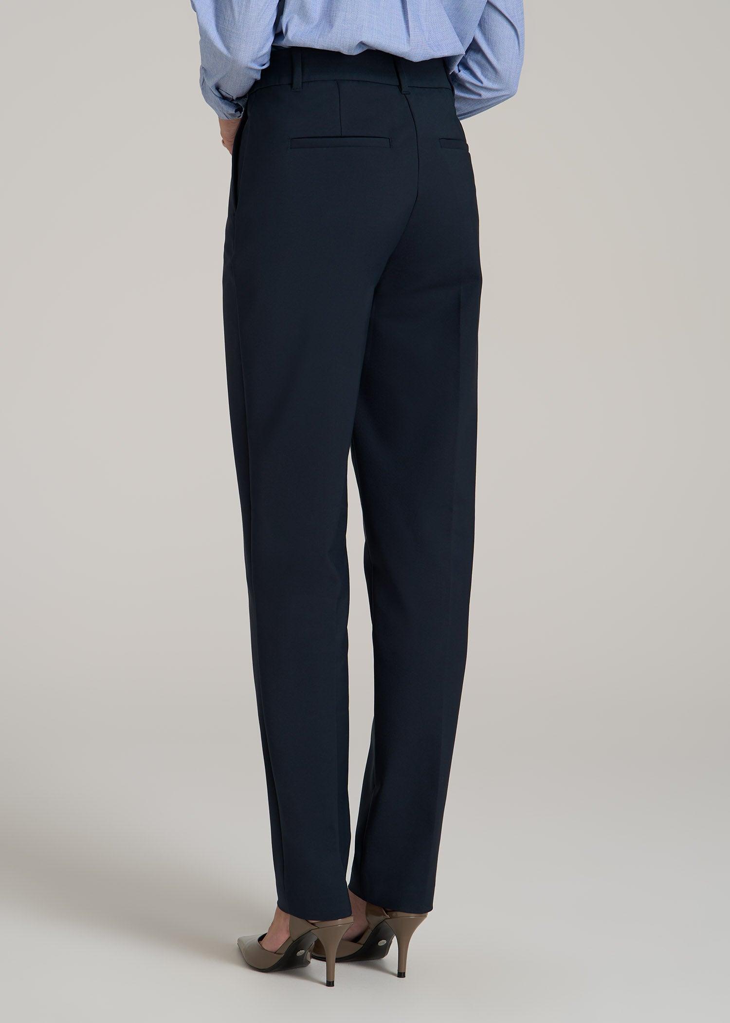 Flat Front Tapered Dress Pants for Tall Women in True Navy Product Image