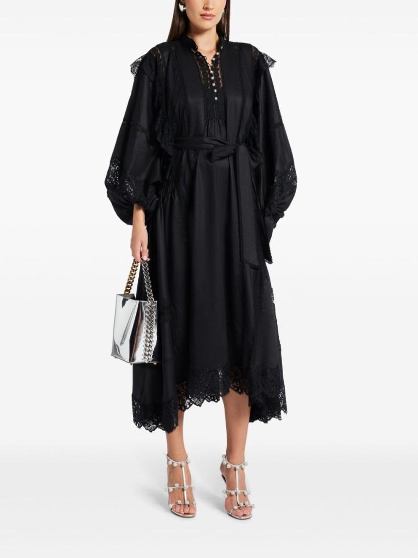 ZIMMERMANN Maxi Dress With Button Front And Tied Waist In Black Product Image