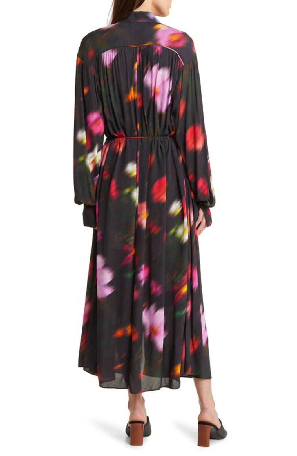 RAG & BONE Aubrey Abstract Floral Long Sleeve Maxi Shirtdress In Black Floral Product Image