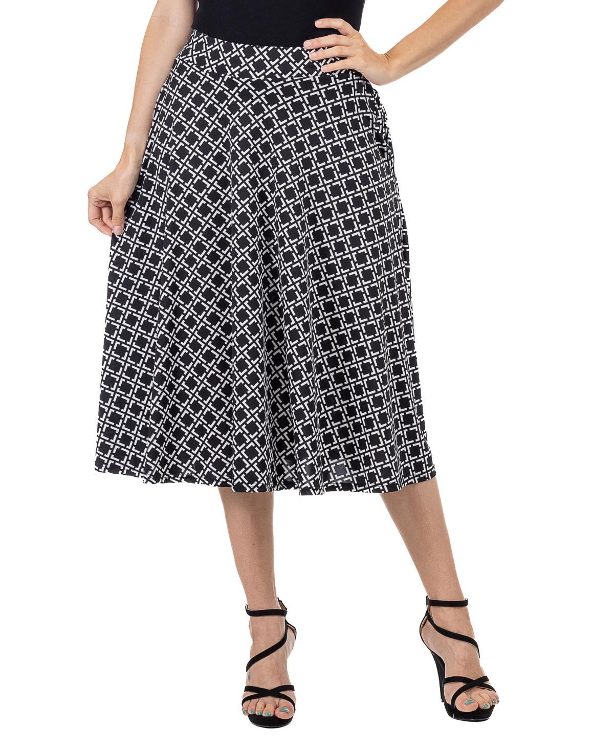 24seven Comfort Apparel Womens Diamond Print A-Line Midi Skirt product image