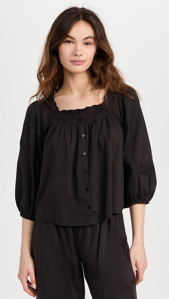 THE GREAT. The Eyelet Button Sleep Top | Shopbop product image