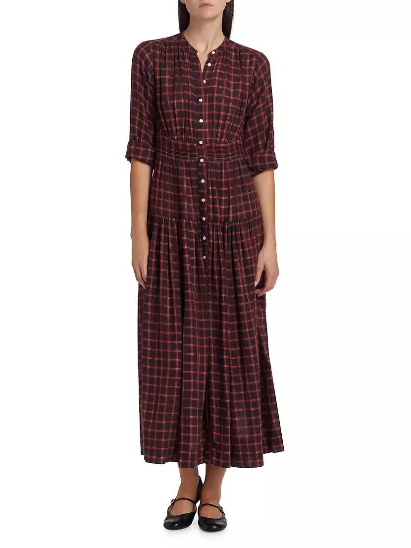 Annika Plaid Cotton Midi-Dress Product Image