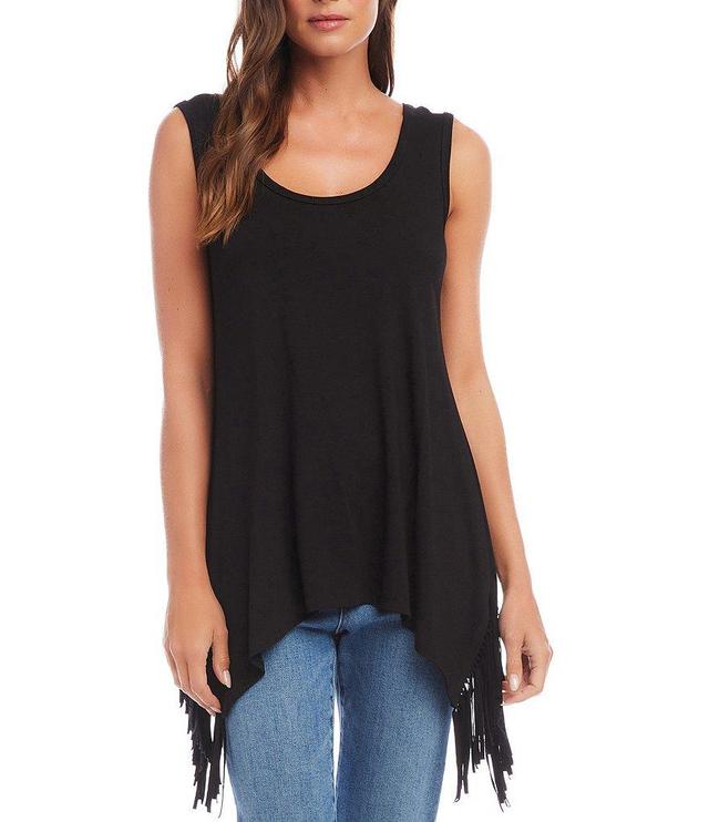 Karen Kane Scoop Neck Sleeveless Pullover Fringe Top Product Image