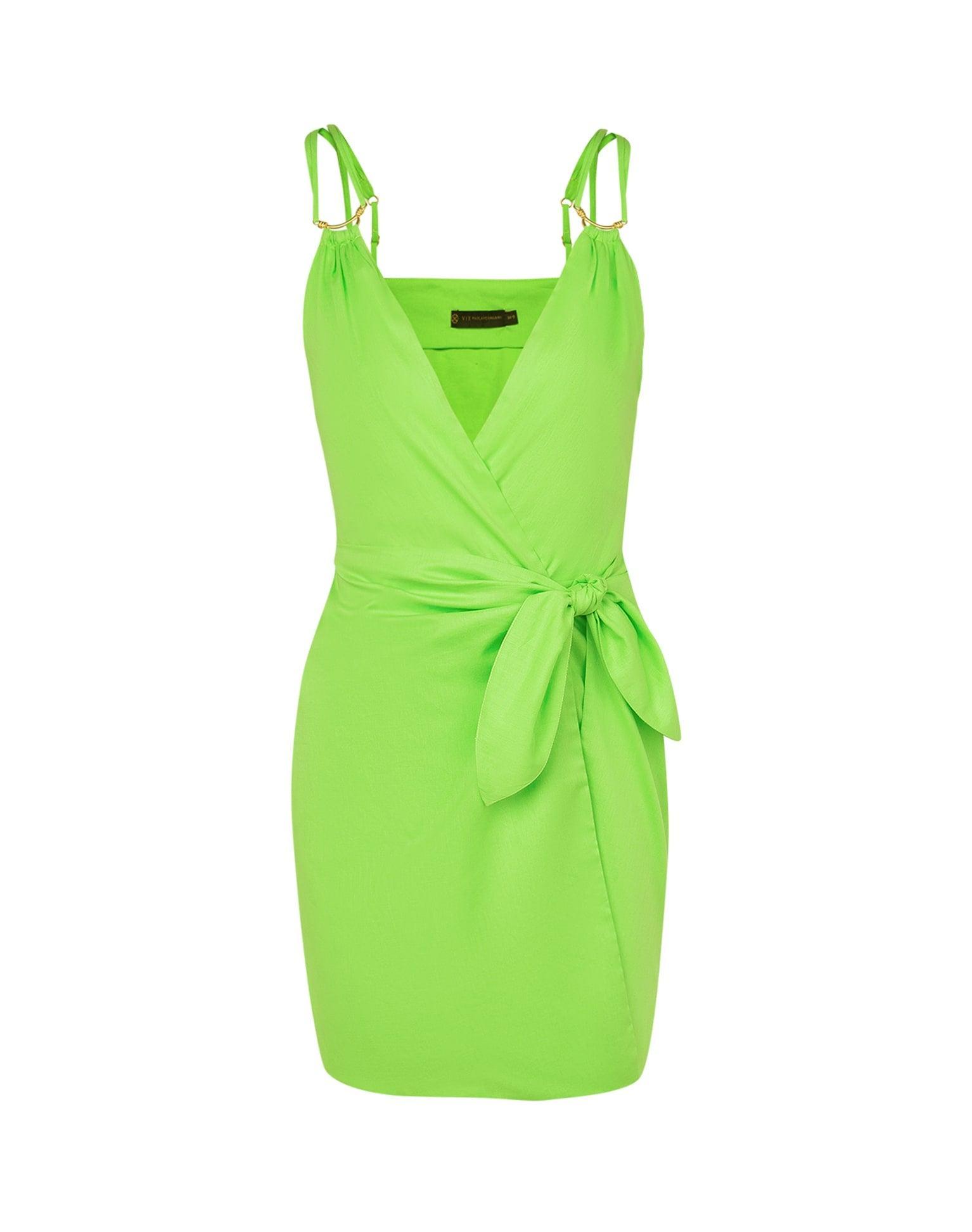 Shiso Short Dress (exchange only) - Acid Green Product Image