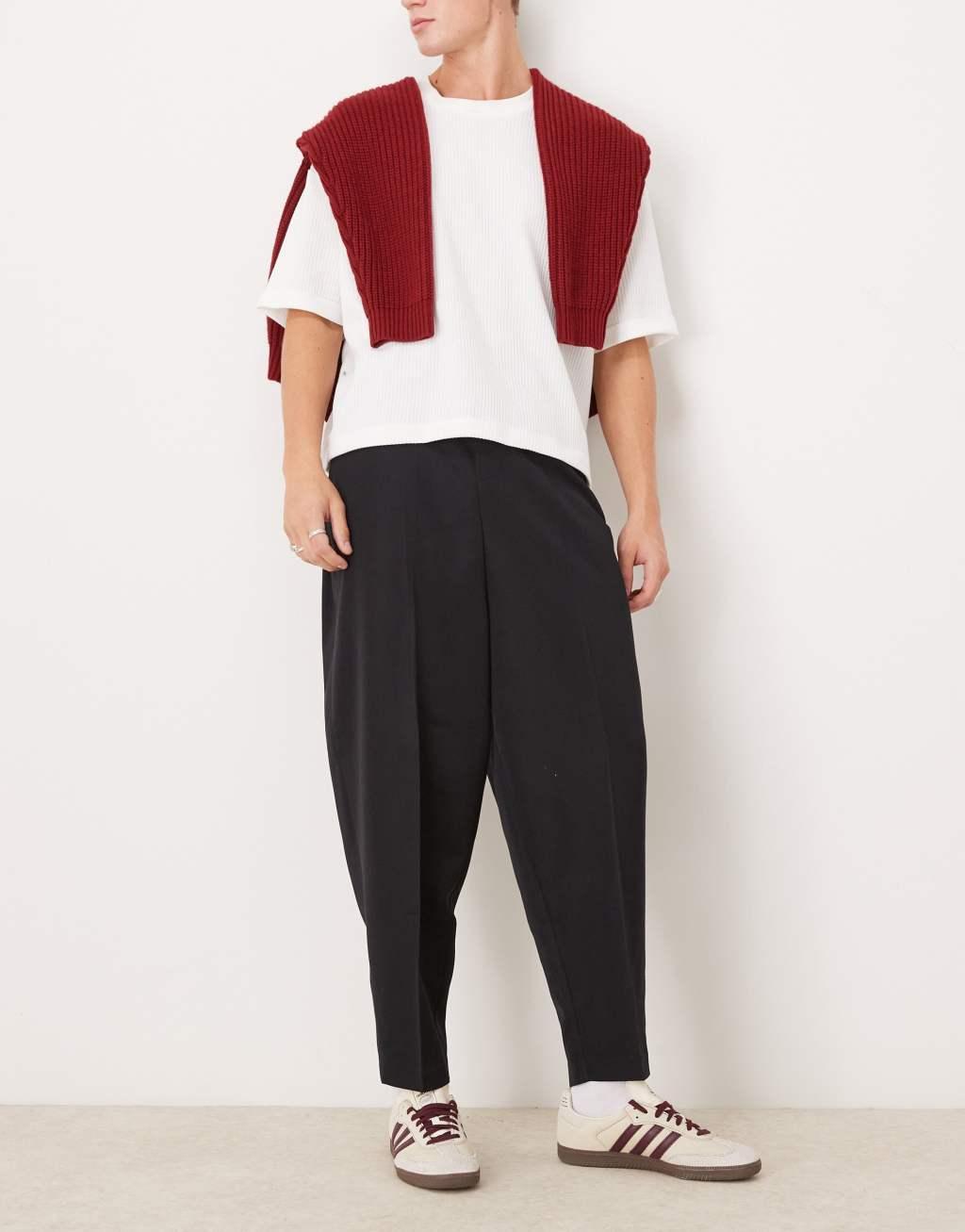 ASOS DESIGN dressy balloon fit pants in black Product Image