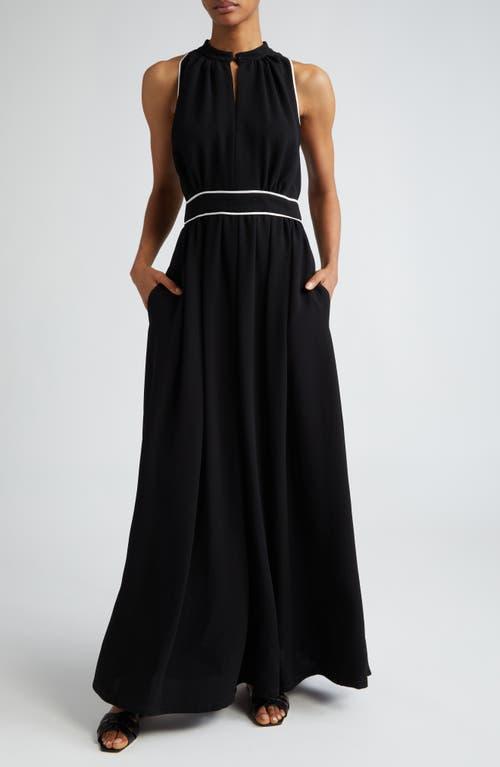 Max Mara Once Contrast Trim Crepe Halter Maxi Dress Product Image