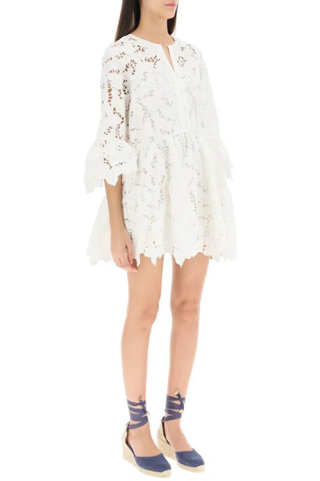 Lace Mini Dress In White Product Image