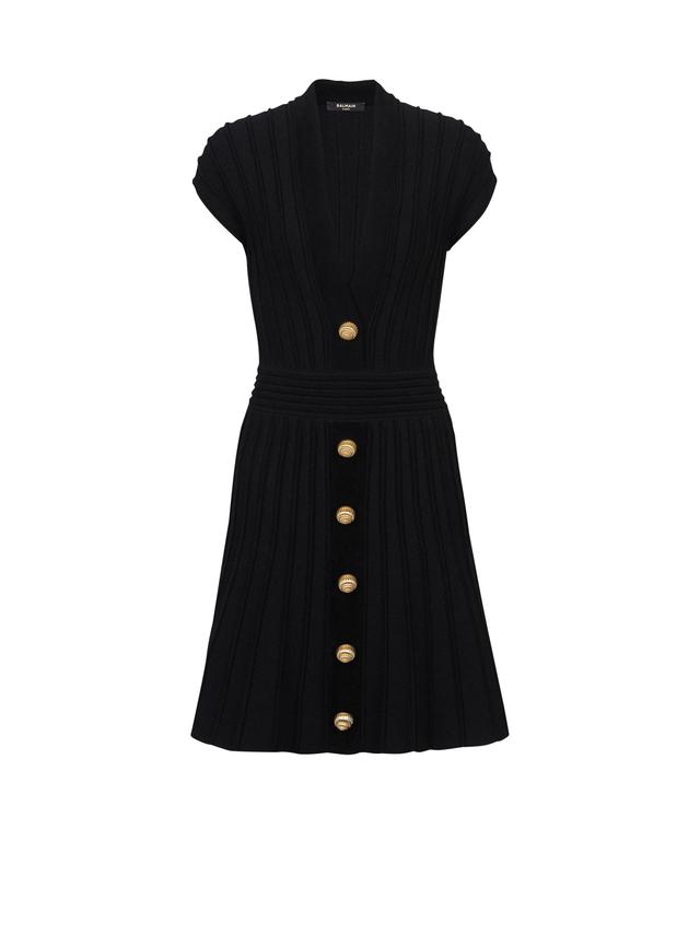 Short velvet dress with buttons Product Image