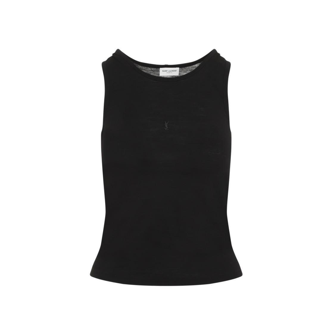 SAINT LAURENT Cassandre Wool Tank Top In Black Product Image