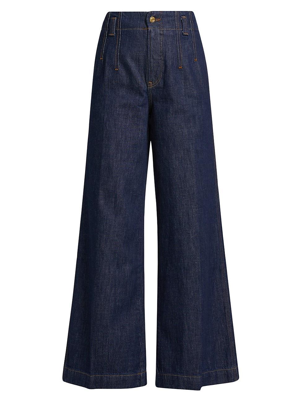 Womens Darted Wide-Leg Jeans Product Image