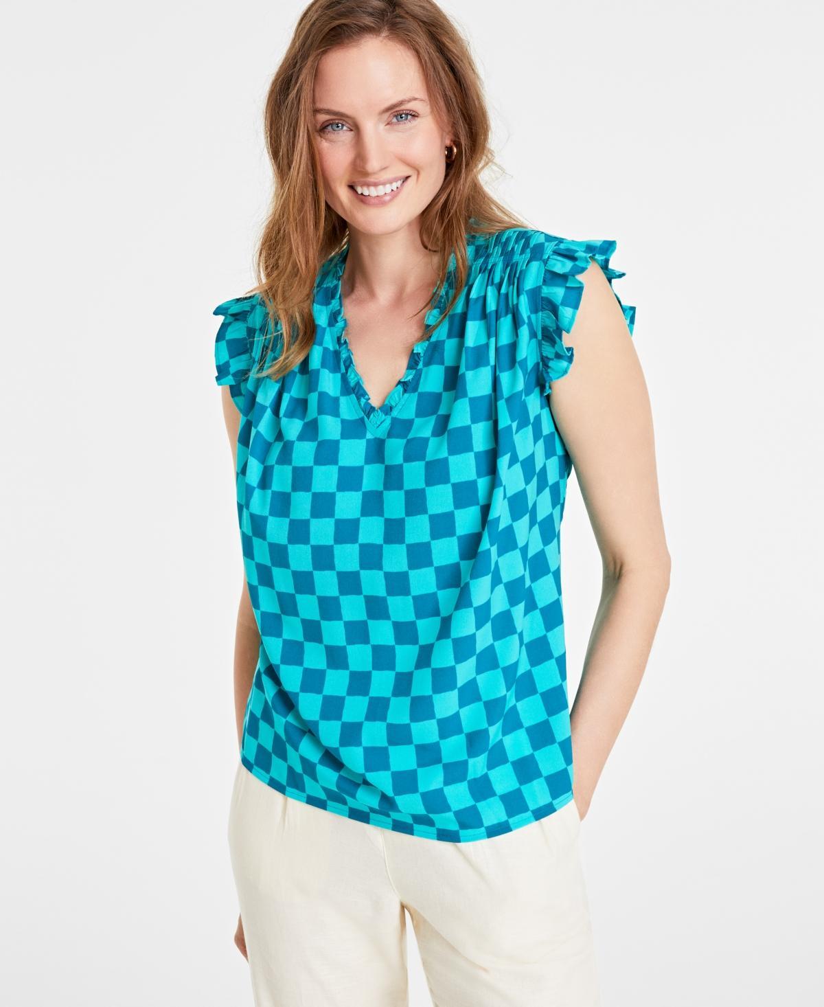 On 34th Womens Sleeveless V-Neck Ruffle Top, Created for Macys Product Image