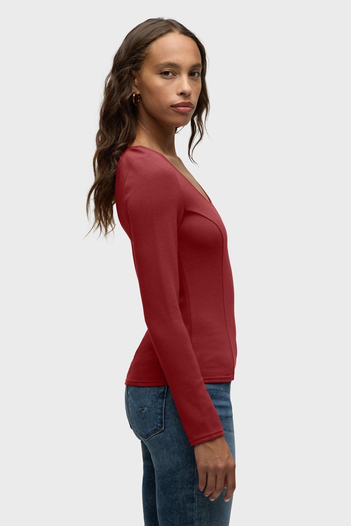 Long Sleeve Scoop Neck Top Female Product Image