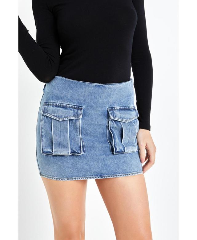 Womens Pocket Denim Mini Skirt Product Image