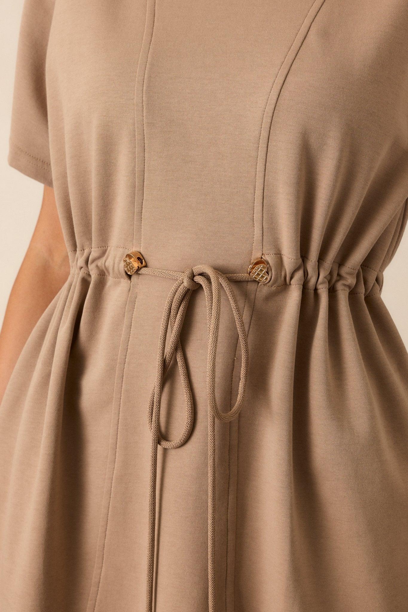 For The Day Light Mocha Short Sleeve Mini T-Shirt Dress Product Image