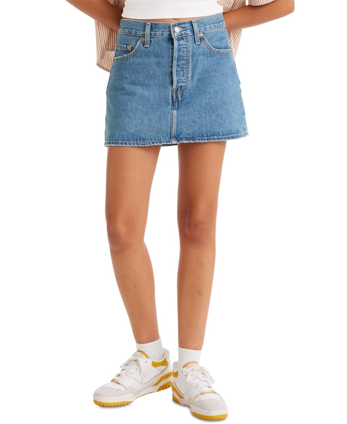 Womens Levis A-Line Button Front Mini Skirt Med Blue Product Image