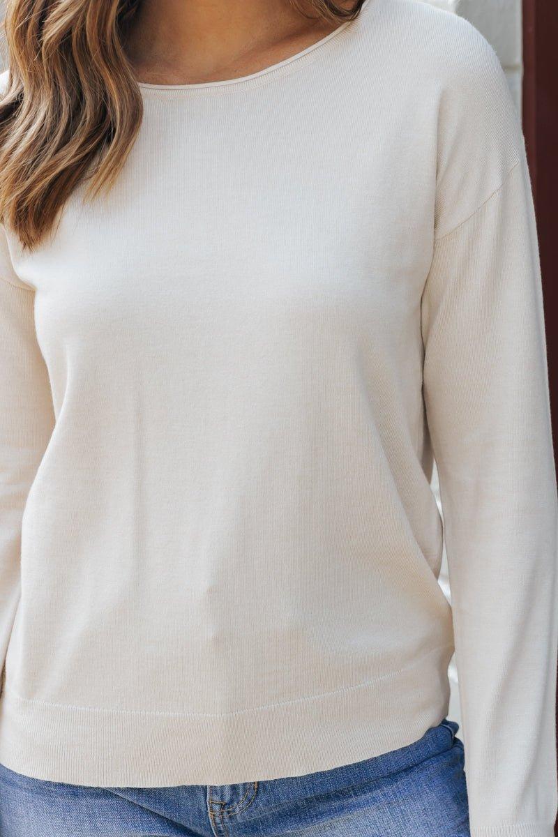 Almond Long Sleeve Boat Neck Sweater - FINAL SALE Product Image