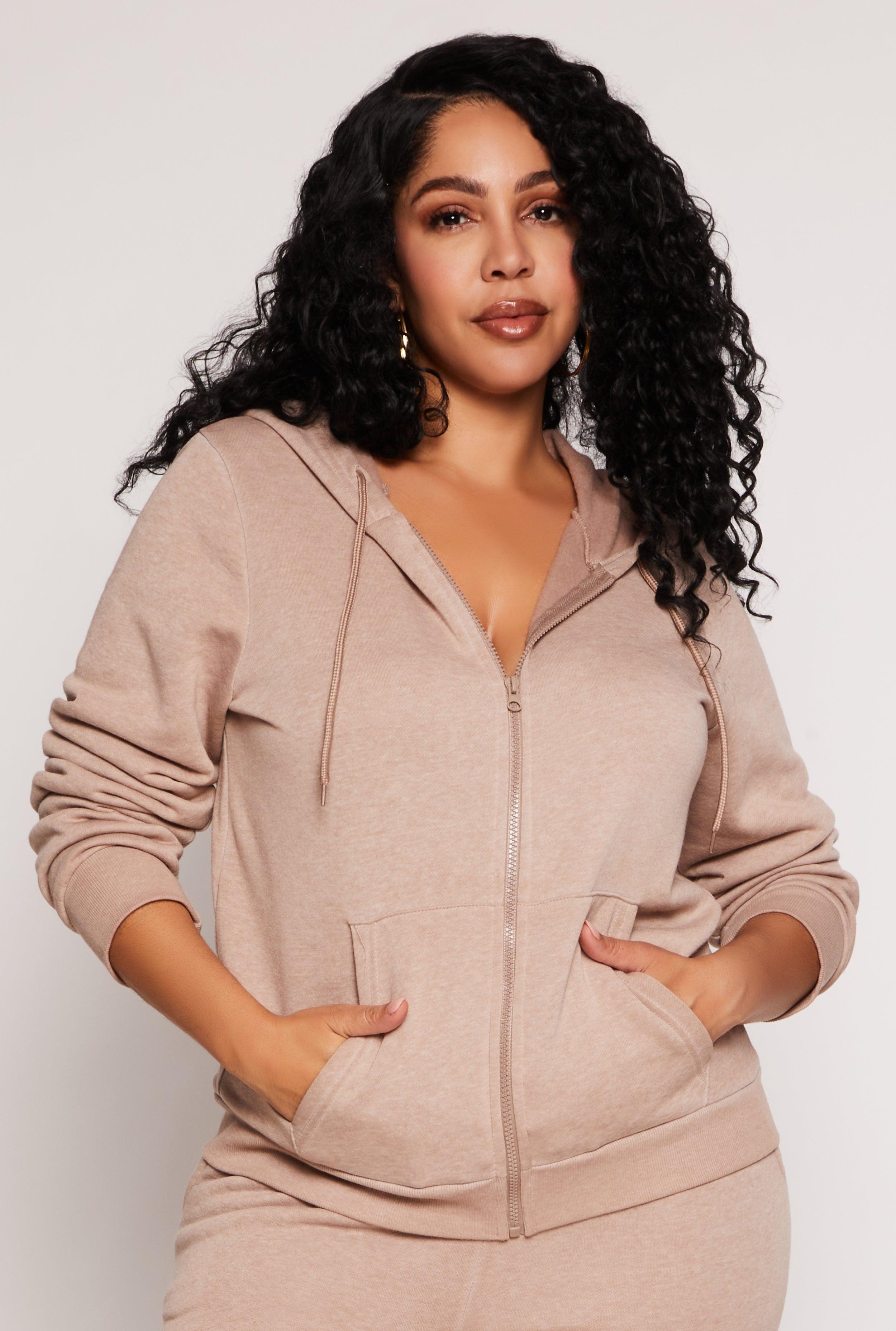 Womens Plus Size Fleece Zip Front Hoodie Product Image