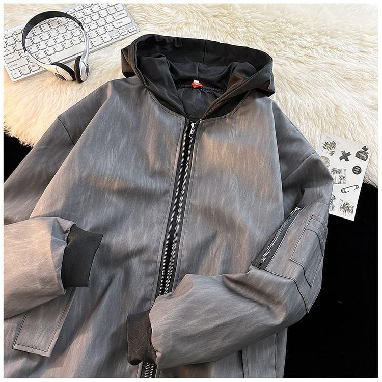 Patterned Hooded Zip Jacket Product Image