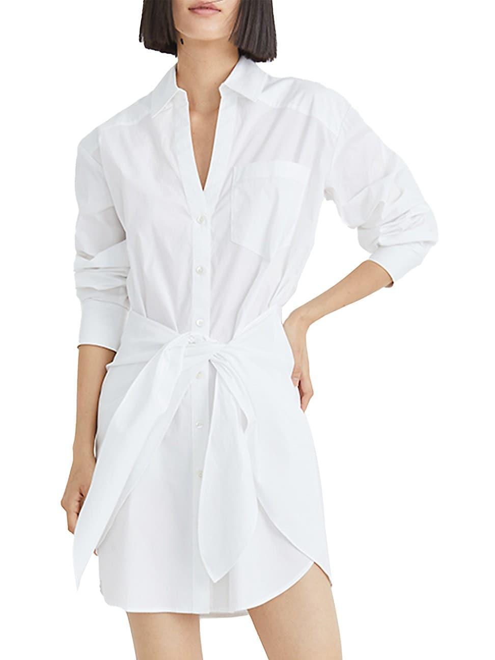 Roanoke Stretch Cotton Tie-Waist Shirtdress Product Image