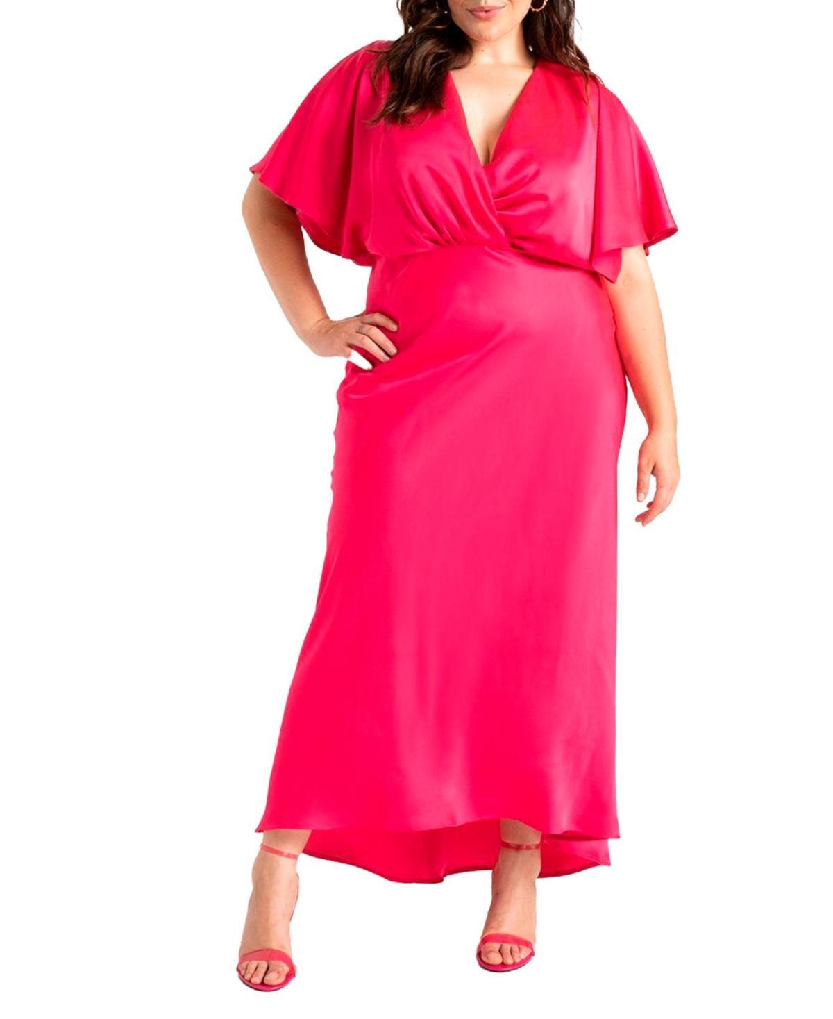 ELOQUII Plus Size Kimono Sleeve Maxi Dress - 28, Pink Product Image