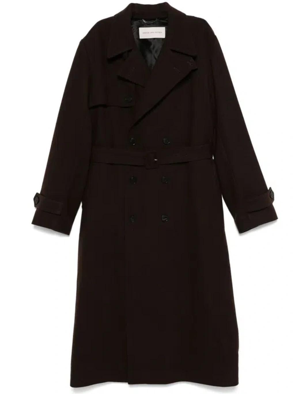 Belted Trench Coat In Brown Product Image