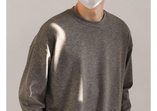 Long-Sleeve Crew Neck Plain T-Shirt Product Image