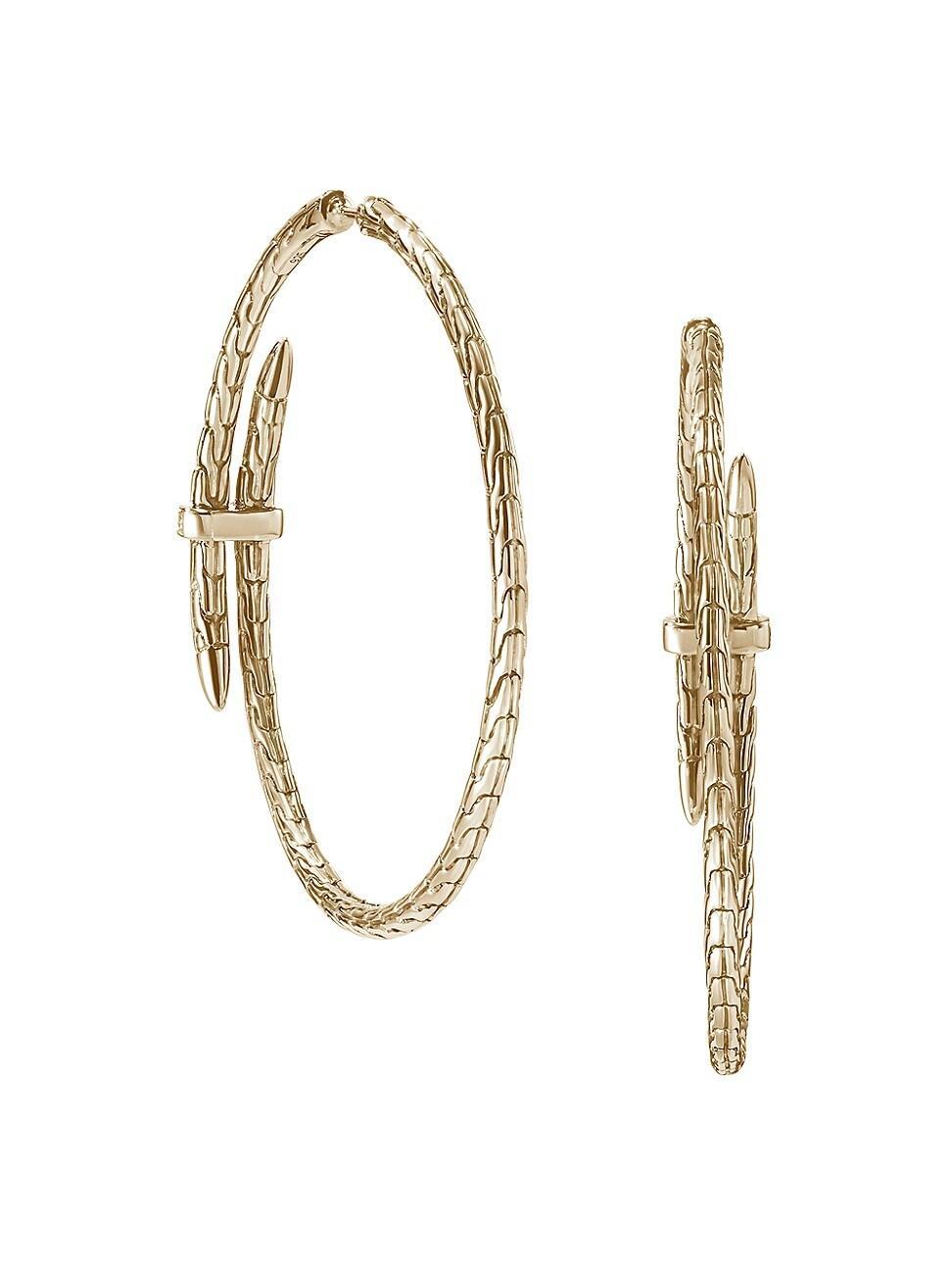 John Hardy 14K Yellow Gold Spear Diamond Coil Hoop Earrings Product Image