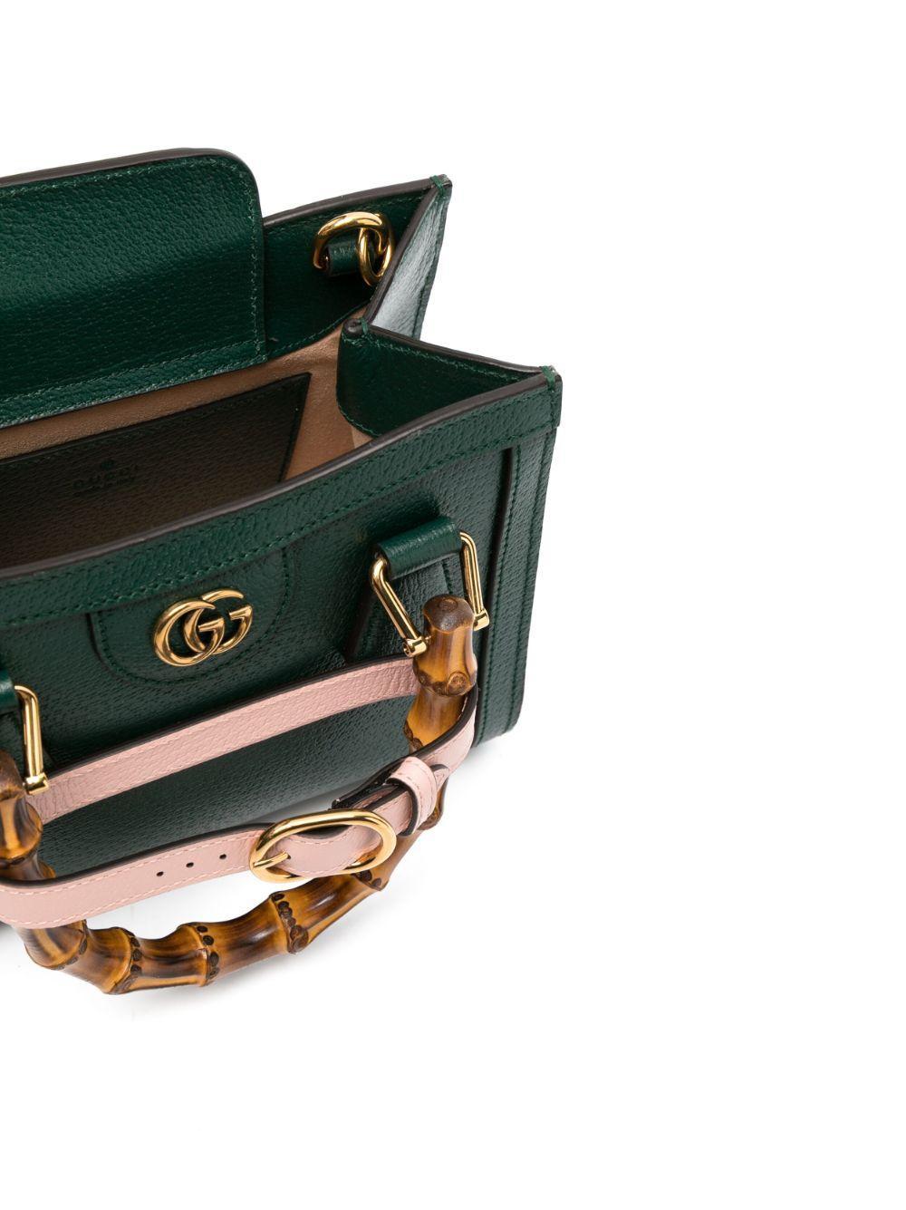 GUCCI Diana Mini Leather Shopping Bag In Green Product Image