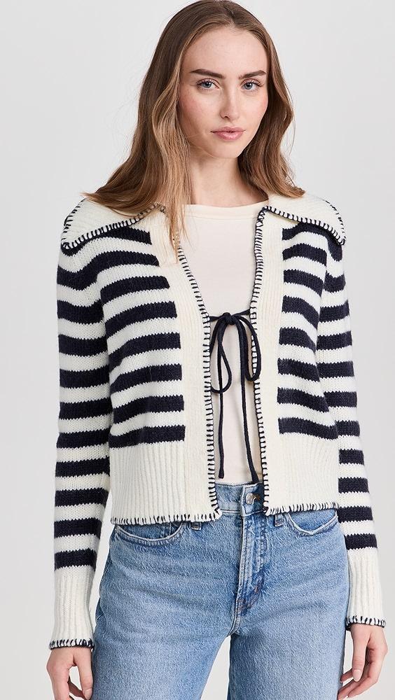 Moon River Tie Front Long Sleeve Sailor Knitted Cardigan | Shopbop Product Image