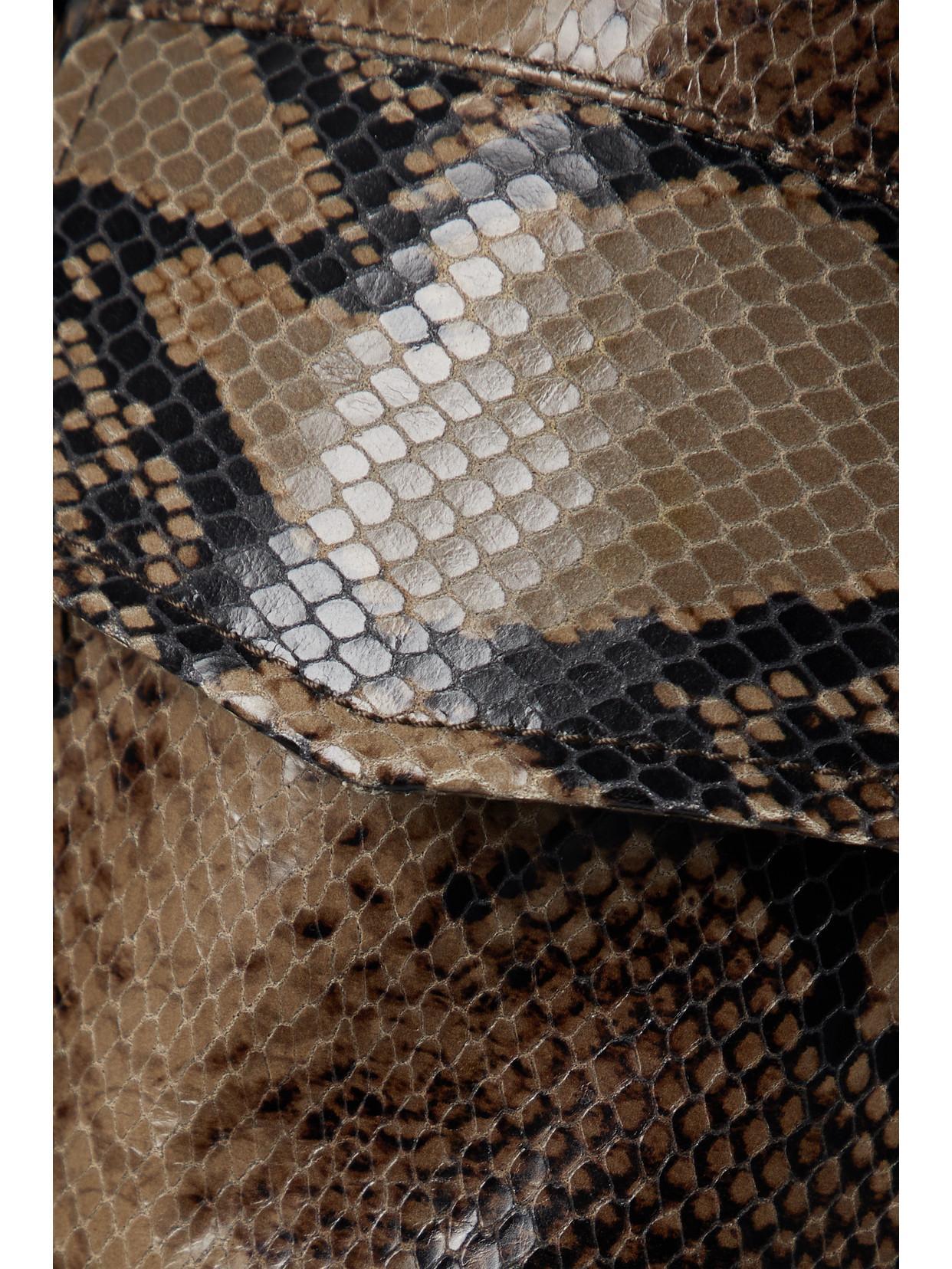 KHAITE Hector Cropped Snake Print Leather Jacket In Brown Product Image