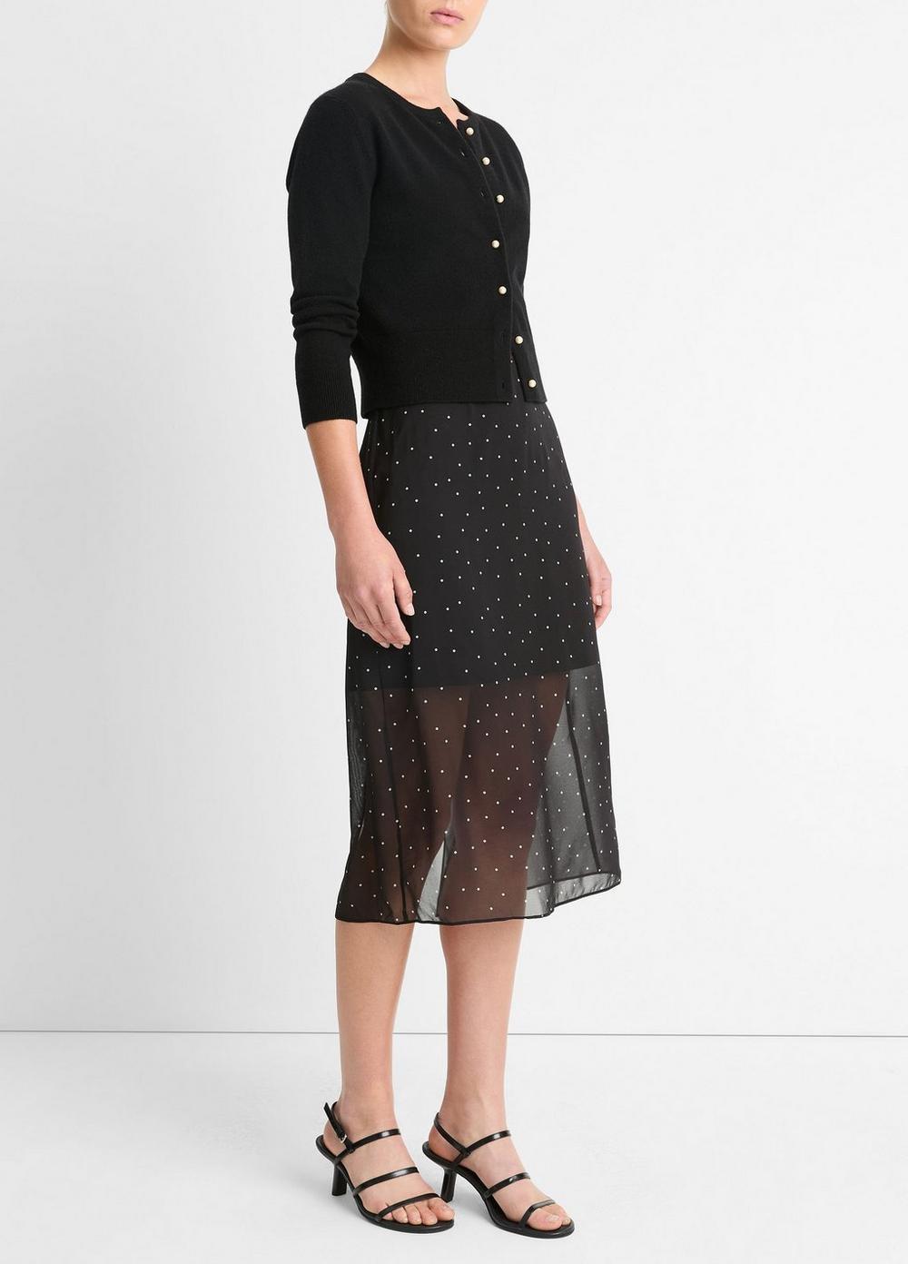 Dot-Print Sheer Stretch-Silk Overlay Skirt Product Image