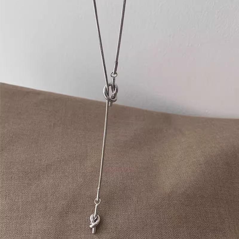 Knot Stainless Steel Lariat Necklace Product Image