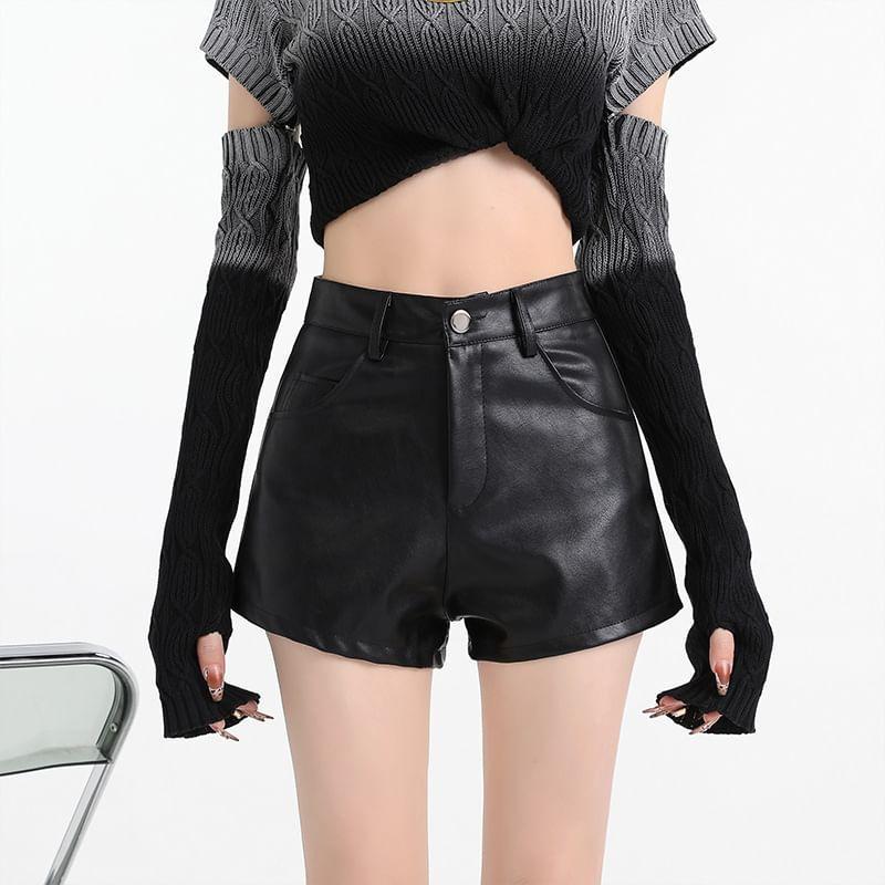 High Waist Faux Leather Shorts Product Image