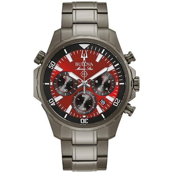 Bulova Mens Chronograph Marine Star Gray Stainless Steel Bracelet Watch 43mm Product Image