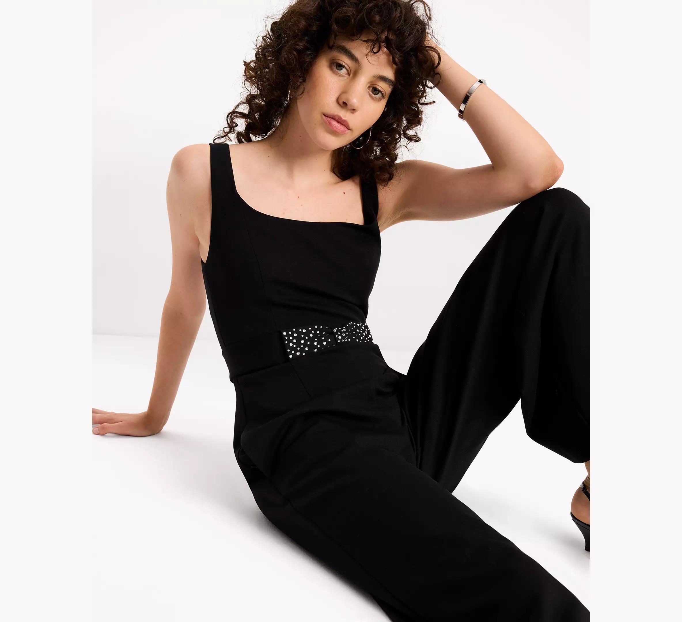 Embellished Bow Ponte Jumpsuit Product Image