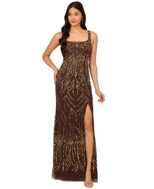 Adrianna Papell Womens Square-Neck Embellished Gown Product Image