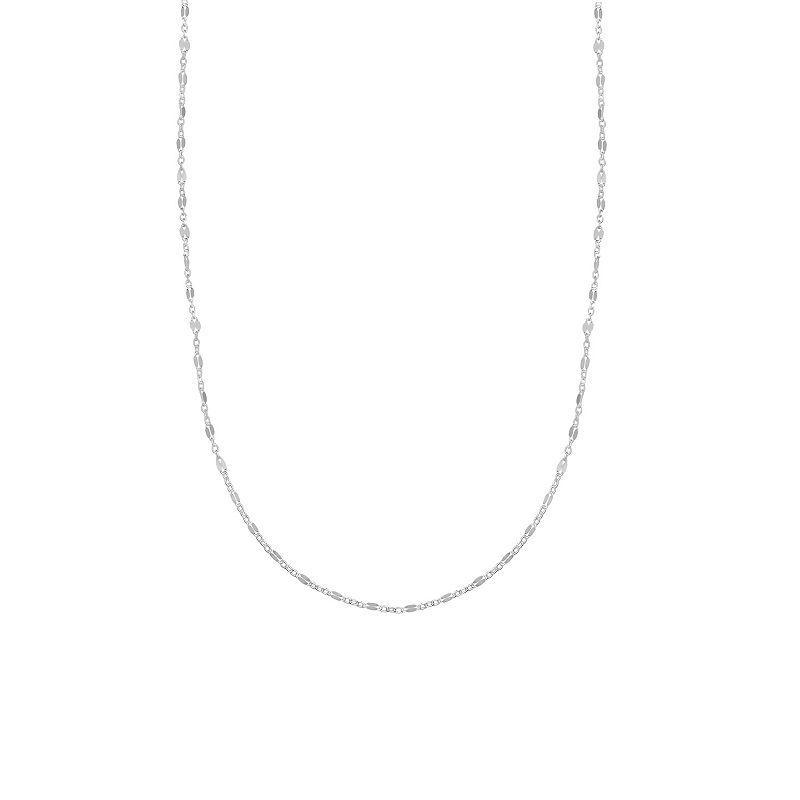 PRIMROSE Sterling Silver Textured Mirror Station Cable Chain Necklace, Womens Grey Product Image