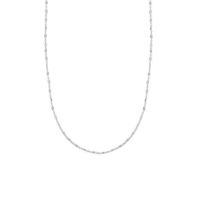 PRIMROSE Sterling Silver Textured Mirror Station Cable Chain Necklace, Womens Grey Product Image