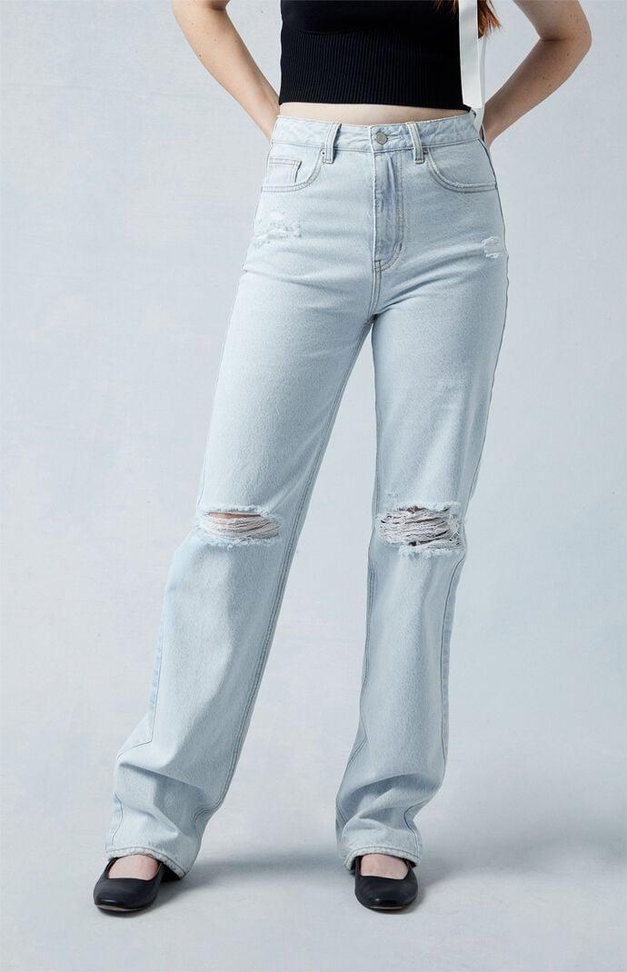 Women's Eco Light Indigo Ripped '90s Boyfriend Jeans Product Image